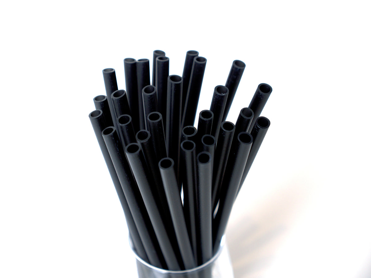 Pailles en riz Jumbo noires 20 cm, Ø 8 mm de Strooikes